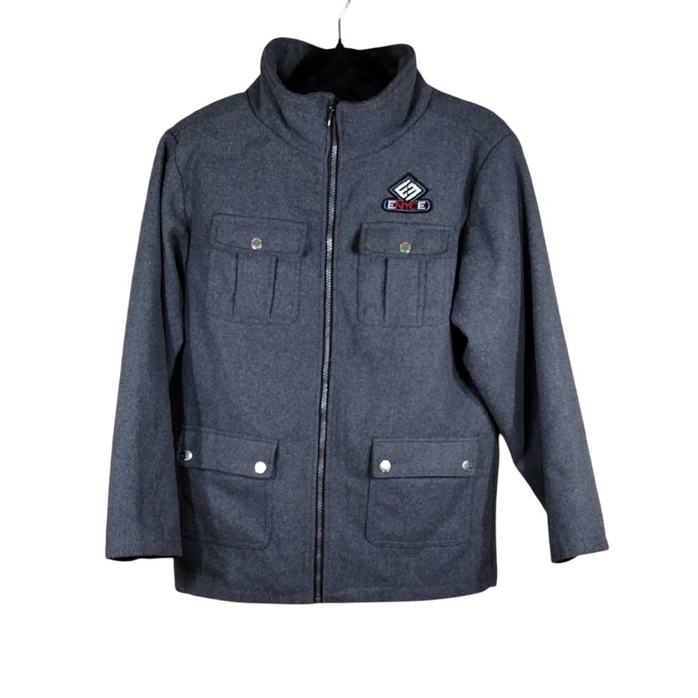 Enyce New York Y2K Streetwear Casual Outdoor Winter Warm Gray Zip-Up Jacket